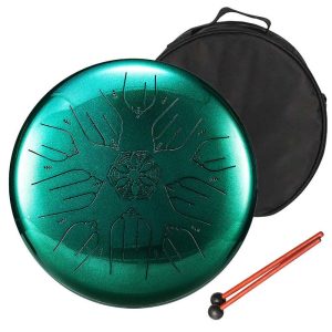 HLURU Tongue Drum EQTB10-12 Jewel Green (31 cm, Microalloyed Steel) (+ case)