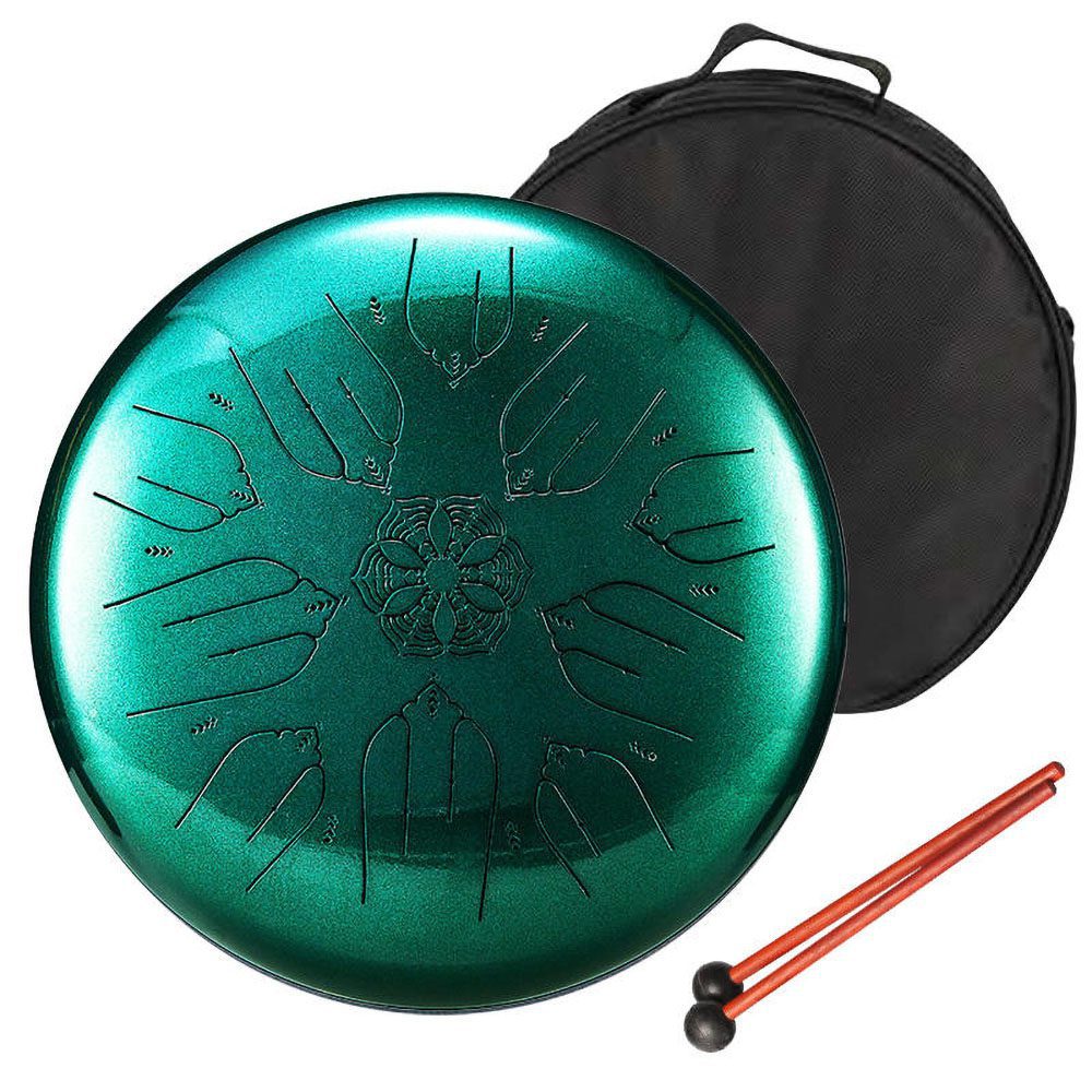 HLURU Tongue Drum EQTB10-12 Jewel Green (31 cm, Microalloyed Steel) (+ case)