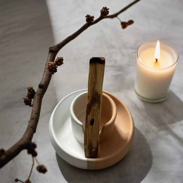 Ceramic Incense Holder 3 In 1 (for Incense Sticks, Palo Santo & White Sage) - Image 4