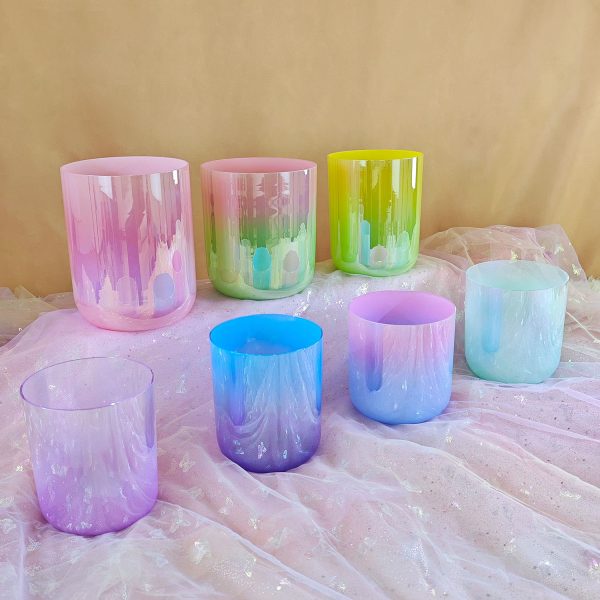 Alchemy Crystal Singing Bowls Set Candy Colorful (Octave 4) (15-18 cm, 4.5 kg, 3 mm)