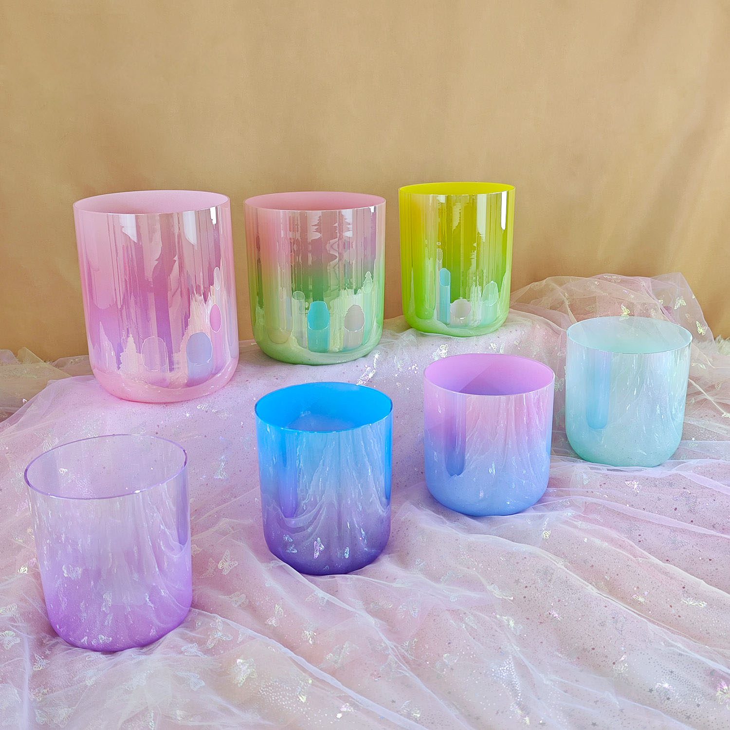 Alchemy Crystal Singing Bowls Set Candy Colorful (Octave 4) (15-18 cm, 4.5 kg, 3 mm)