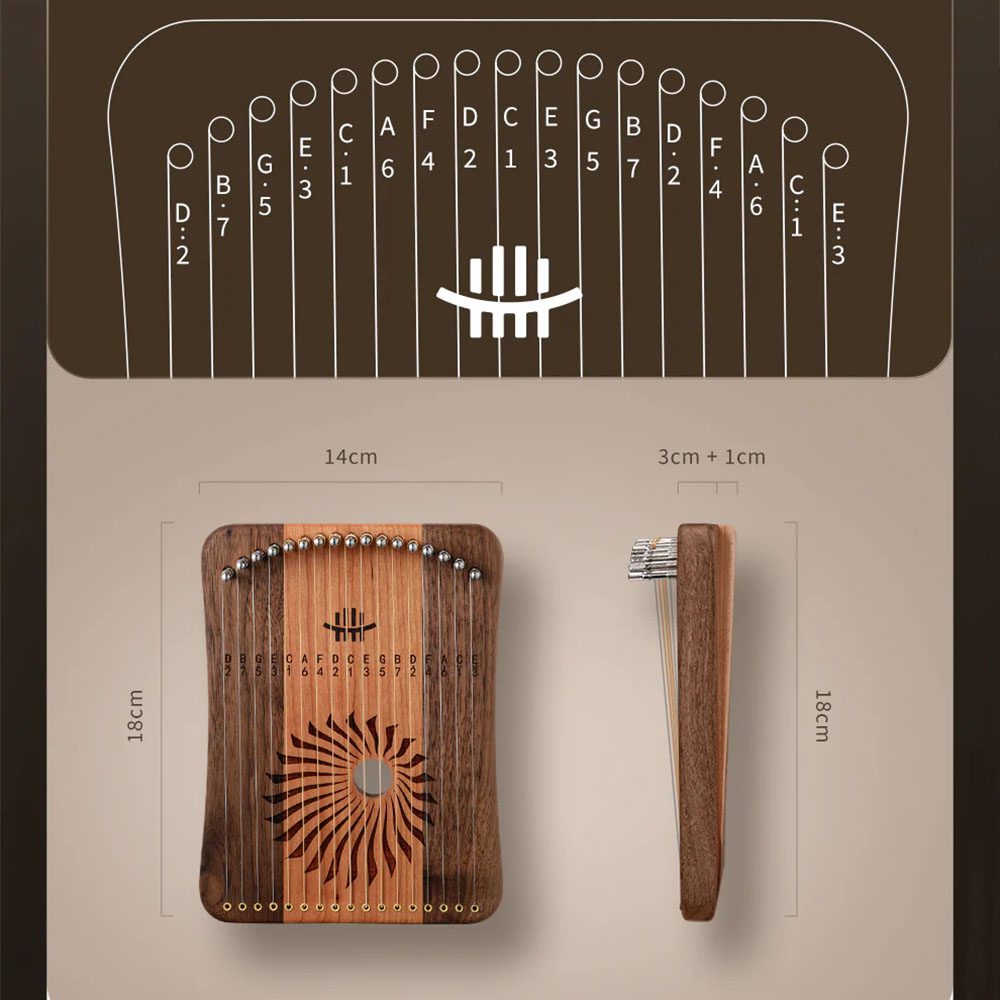 HLURU Kalyre (Harpika) KL17-CBW (17 Strings, Cherrywood & Blackwalnut) - Image 5