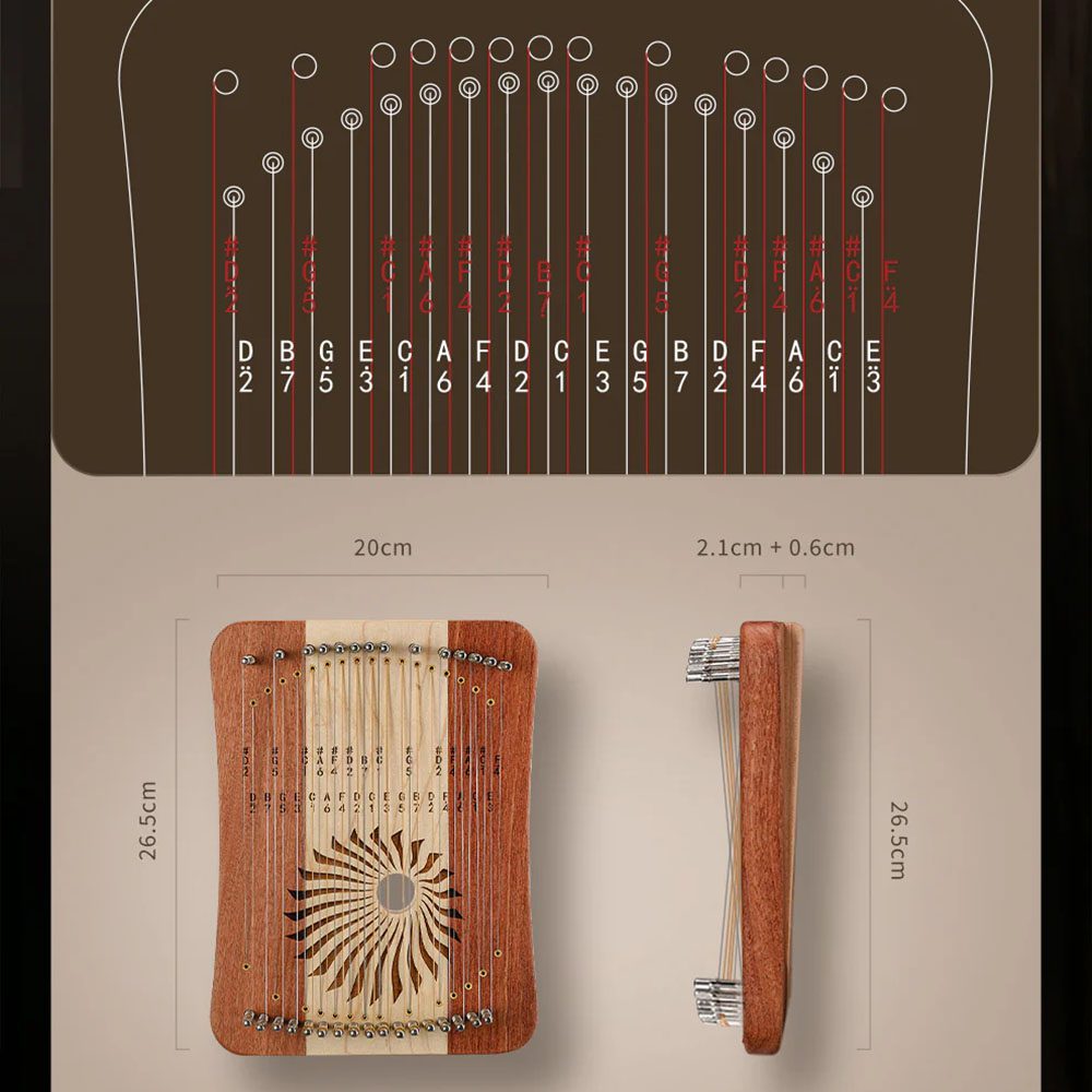 HLURU Kalyre (Harpika) KL31-CBW (31 Strings, Cherrywood & Blackwalnut) - Image 3