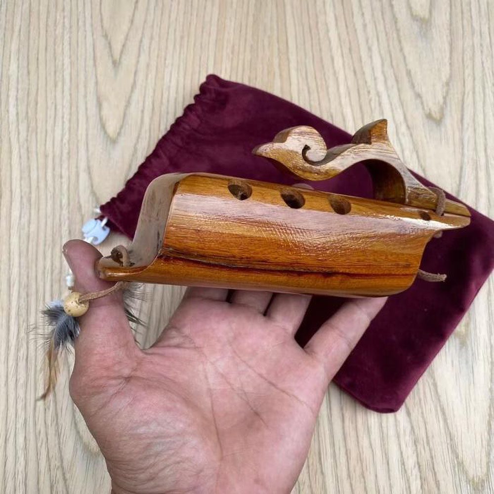 Wooden Ocarina Flute (6 holes, Mahogany wood) (+ velvet pouch) - Image 2