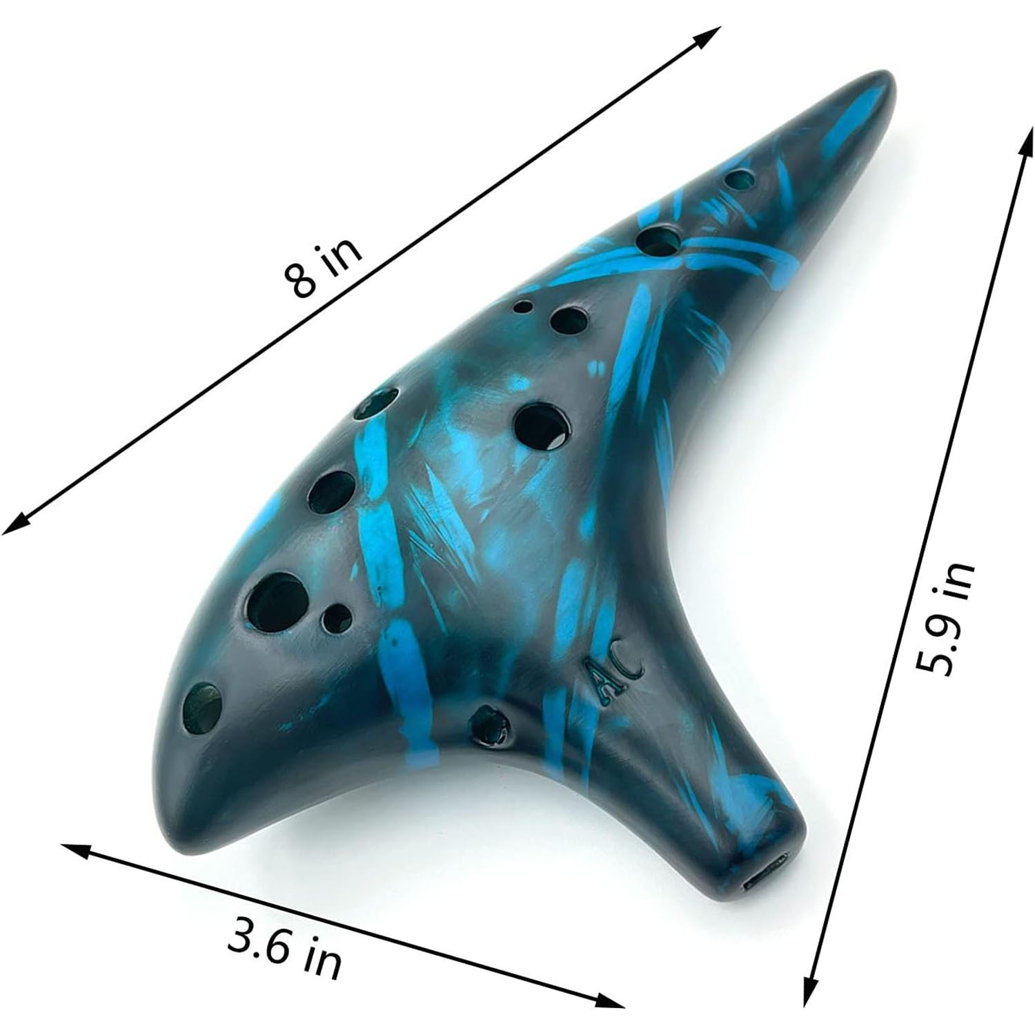 Ocarina Ceramic Alto C Zelda Blue (12 holes) (+ case) - Image 3