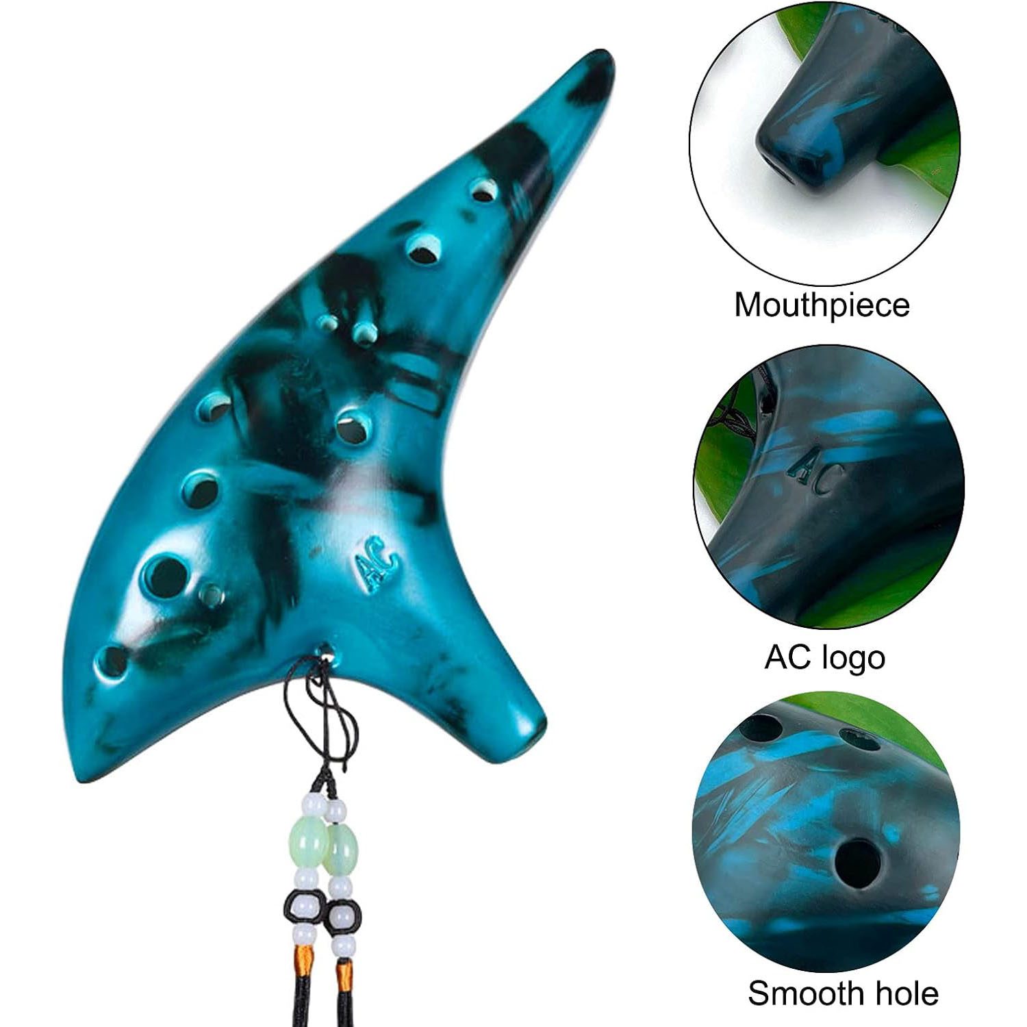 Ocarina Ceramic Alto C Zelda Blue (12 holes) (+ case) - Image 2