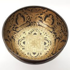 Deep Carving Black Hammered Singing Bowl "Dhyani Buddha" - G#2 (29 cm, 2.5 kg)