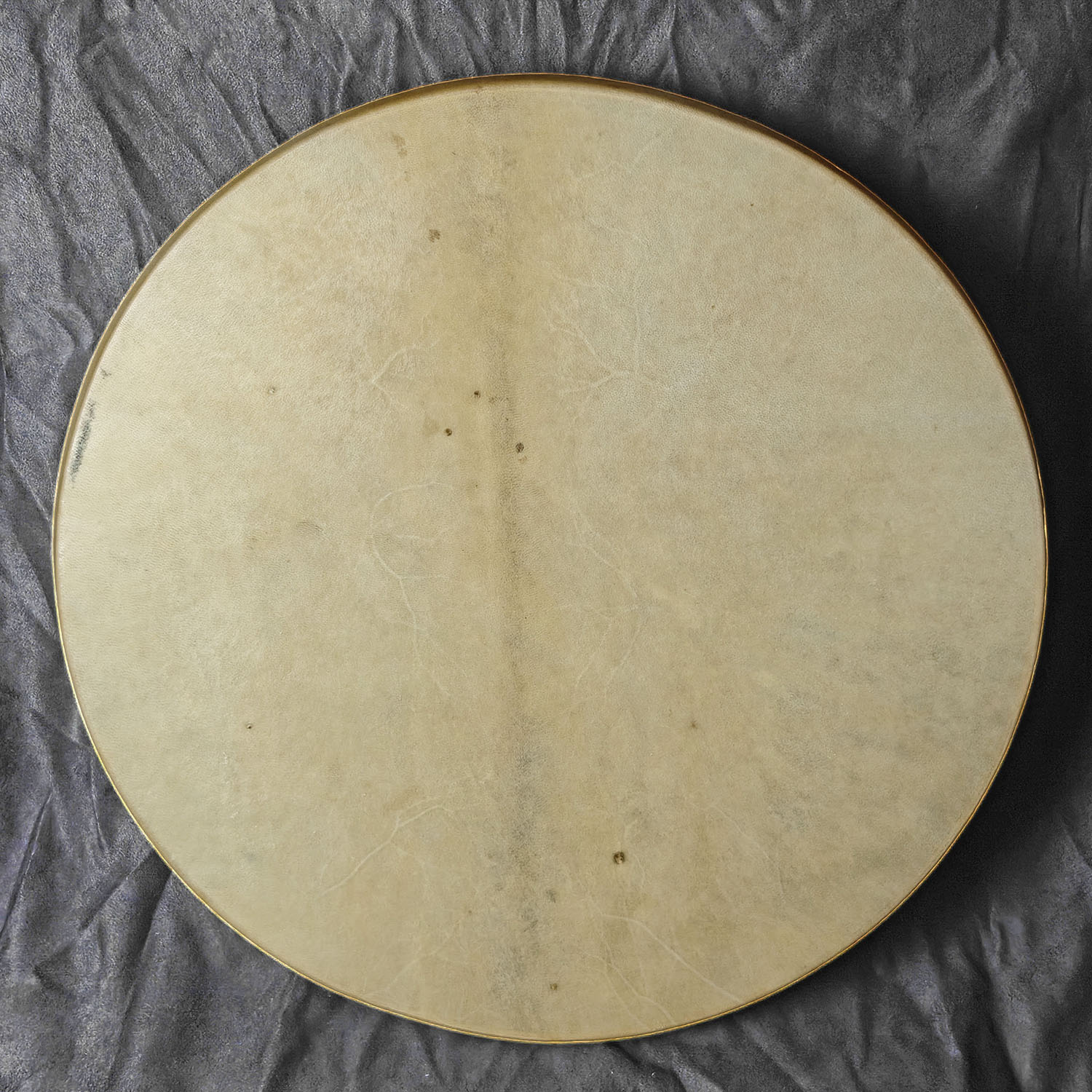 Shamanic Drum With Leather & Silver 925 "Golden Jaguar" (45 cm) (+ case) - Image 2