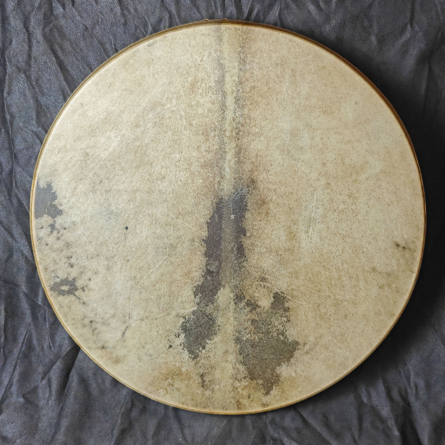 Shamanic Drum With Leather & Silver 925 "Brown Leather Eagle" (45 cm) (+ case) - Image 2