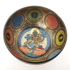 Thangka Hammered Singing Bowl "Green Tara" - E3 (23 cm, 1.5 kg)