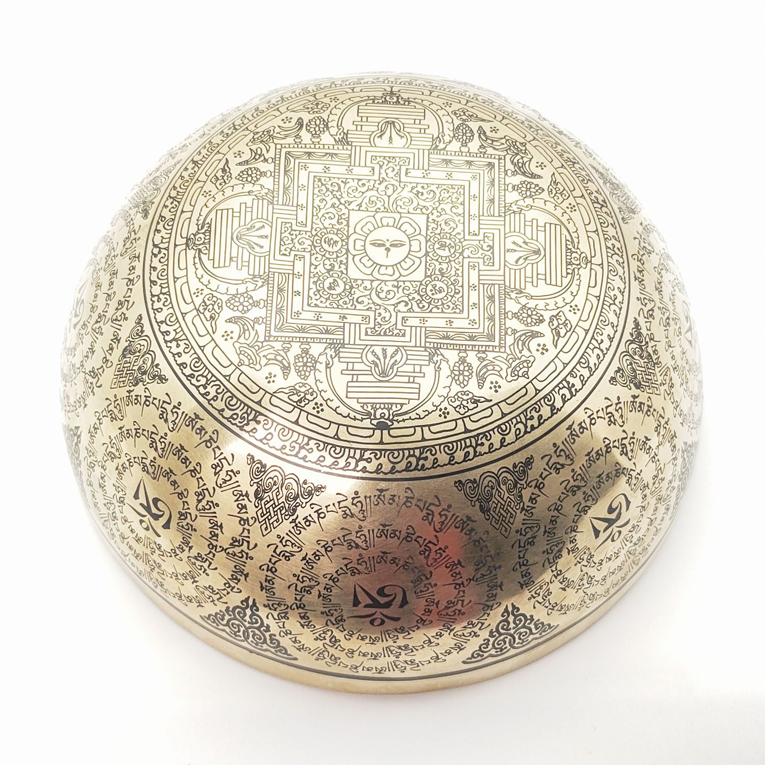 Thangka Hammered Singing Bowl "Green Tara" - E3 (23 cm, 1.5 kg) - Image 4