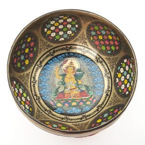 Thangka Hammered Singing Bowl "Chenrezig" - C#4 (17 cm, 1 kg)