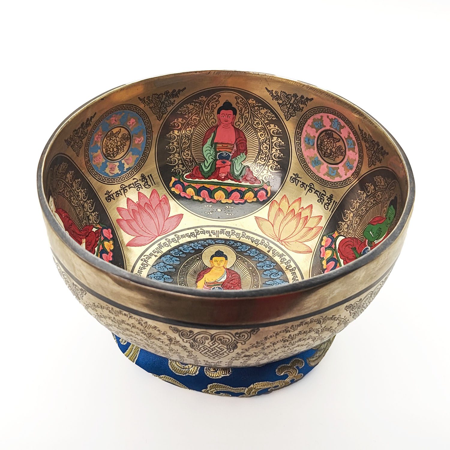 Thangka Mandala Hammered Singing Bowl "Dhyani Buddhas" - A#3 (20 cm, 1.1 kg) - Image 2