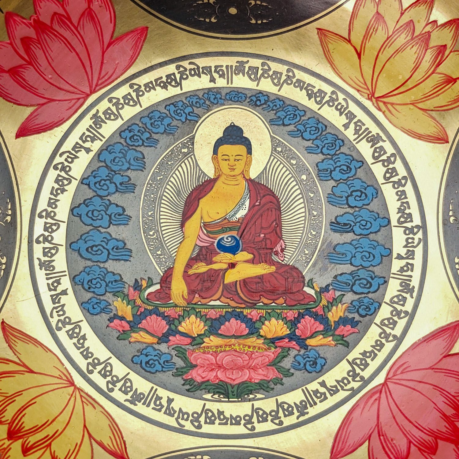 Thangka Mandala Hammered Singing Bowl "Dhyani Buddhas" - A#3 (20 cm, 1.1 kg) - Image 3