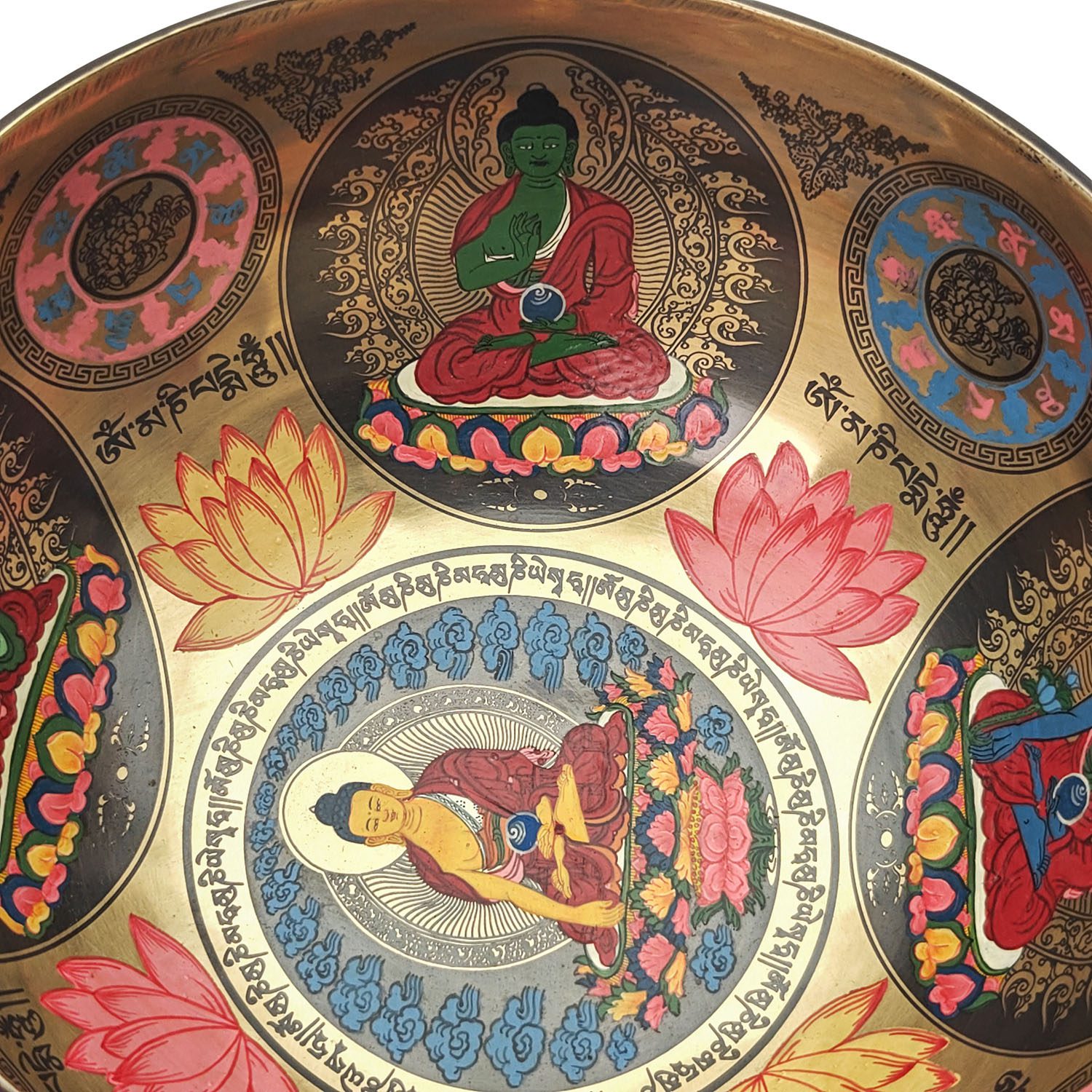 Thangka Mandala Hammered Singing Bowl "Dhyani Buddhas" - A#3 (20 cm, 1.1 kg) - Image 4