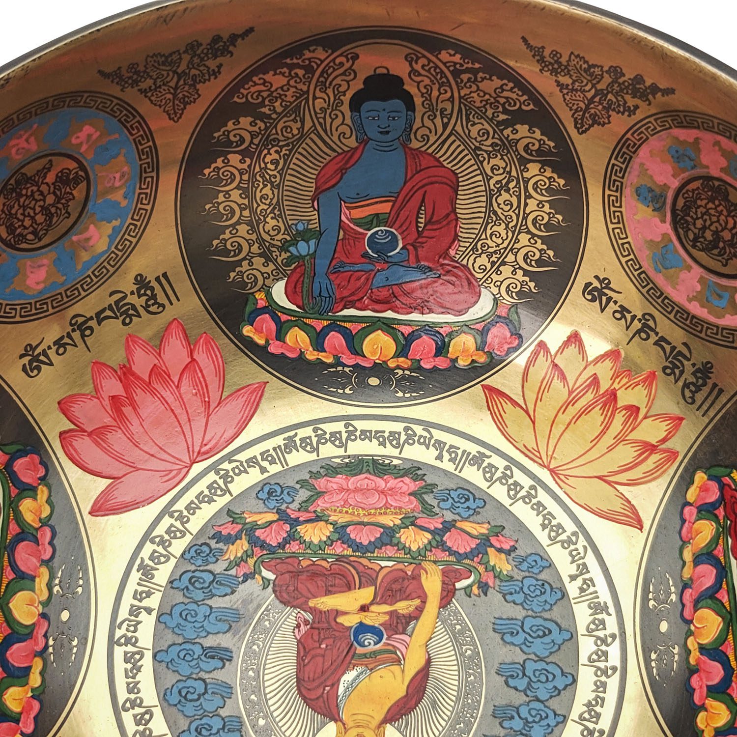 Thangka Mandala Hammered Singing Bowl "Dhyani Buddhas" - A#3 (20 cm, 1.1 kg) - Image 5