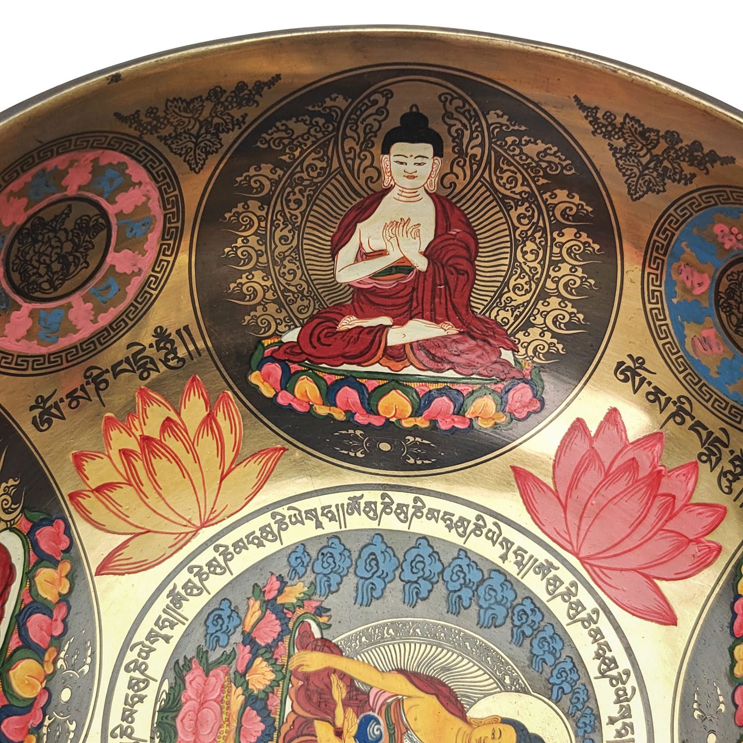 Thangka Mandala Hammered Singing Bowl "Dhyani Buddhas" - A#3 (20 cm, 1.1 kg) - Image 6