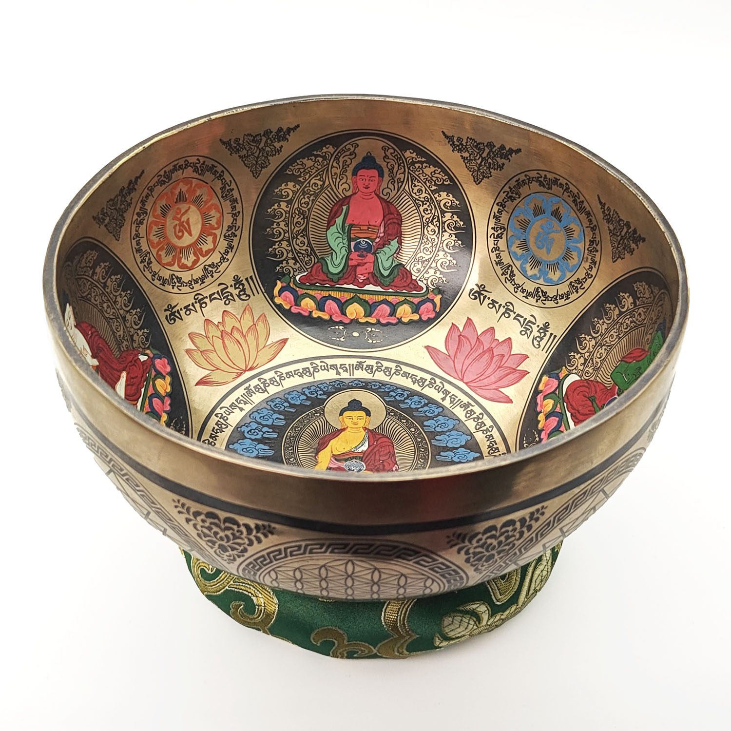 Thangka Hammered Singing Bowl "Dhyani Buddhas" - F3 (21 cm, 1.3 kg) - Image 2