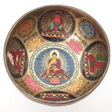 Thangka Hammered Singing Bowl "Dhyani Buddhas" - F3 (21 cm, 1.3 kg)