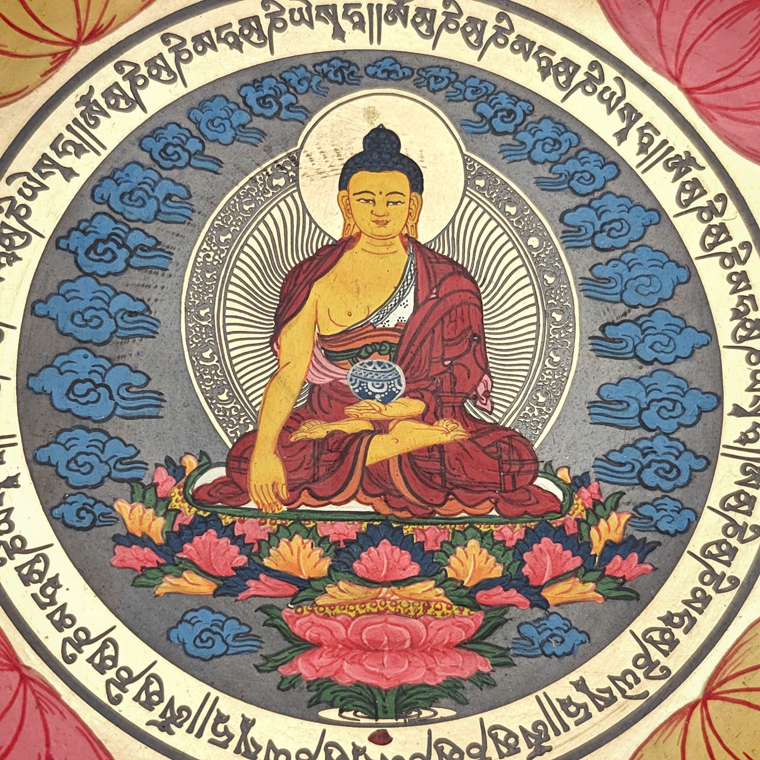 Thangka Hammered Singing Bowl "Dhyani Buddhas" - F3 (21 cm, 1.3 kg) - Image 3