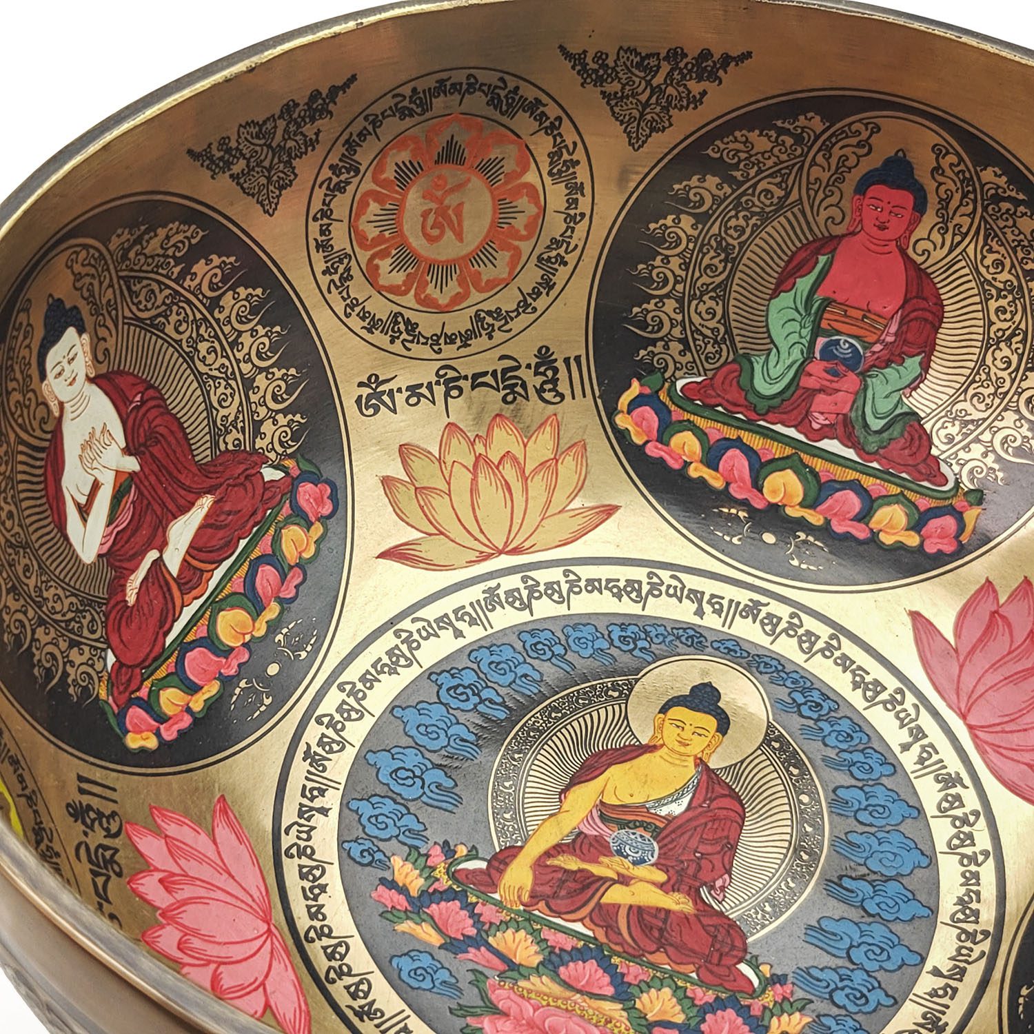 Thangka Hammered Singing Bowl "Dhyani Buddhas" - F3 (21 cm, 1.3 kg) - Image 4