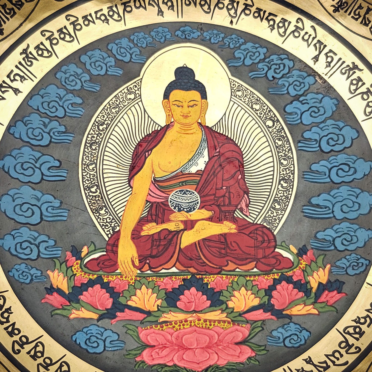 Thangka Hammered Singing Bowl "Shakyamuni Buddha" - C#3 (25 cm, 2 kg) - Image 3