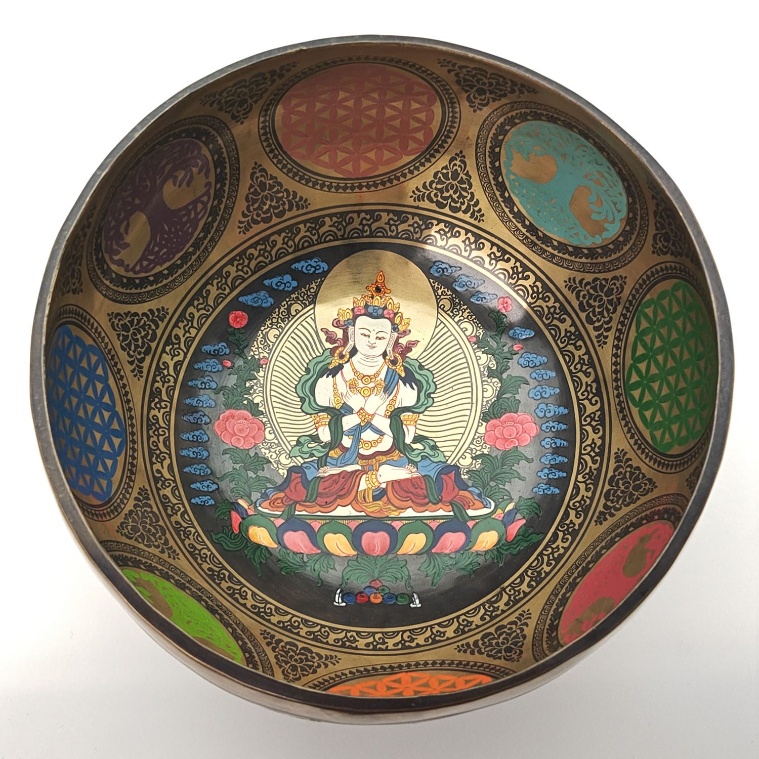 Thangka Hammered Singing Bowl "Vajrasattva" - G3 (19 cm, 1 kg)