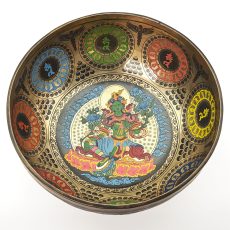 Thangka Hammered Singing Bowl "Green Tara" - C3 (25 cm, 1.9 kg)