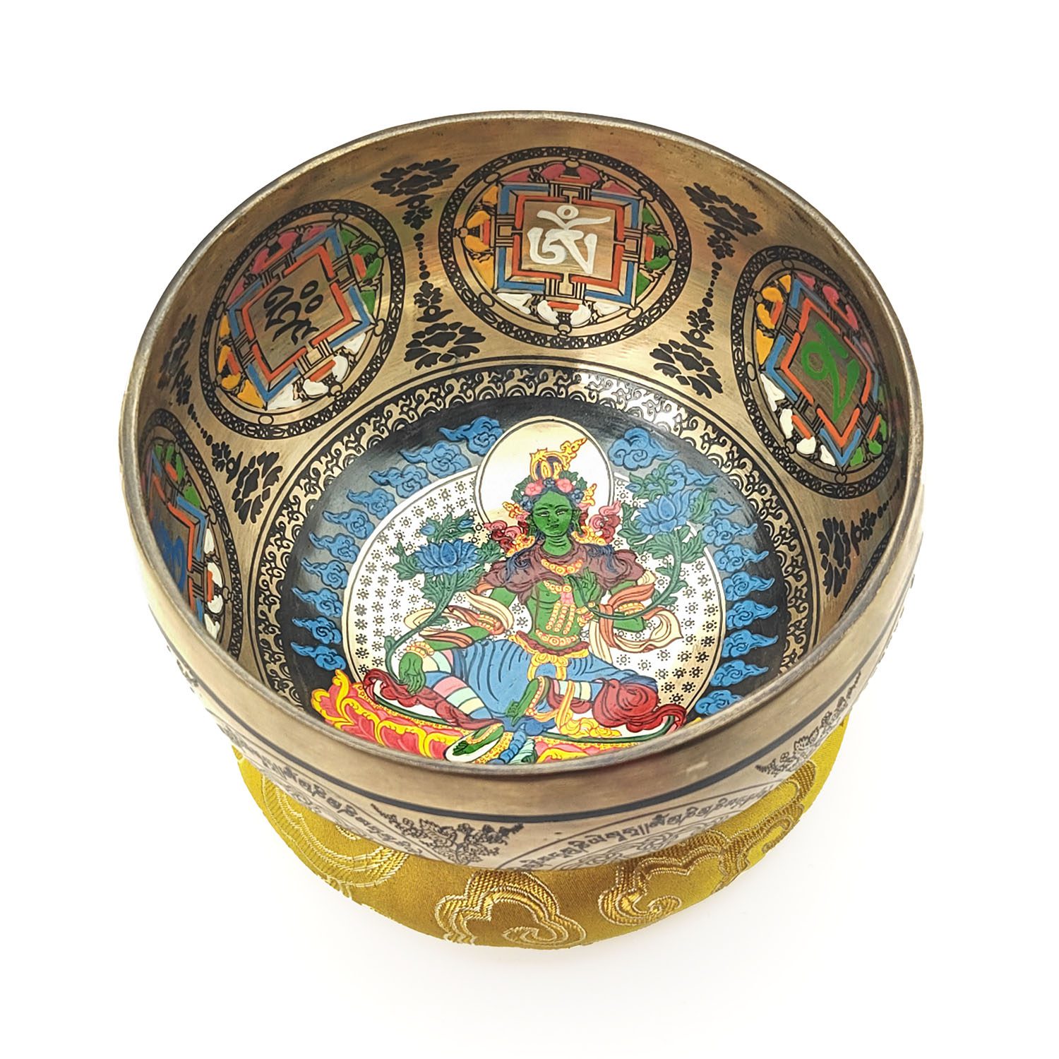 Thangka Hammered Singing Bowl "Green Tara" - E4 (16 cm, 0.8 kg) - Image 3