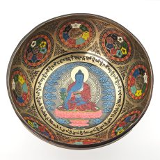 Thangka Hammered Singing Bowl "Medicine Buddha" - F#3 (23 cm, 1.6 kg)