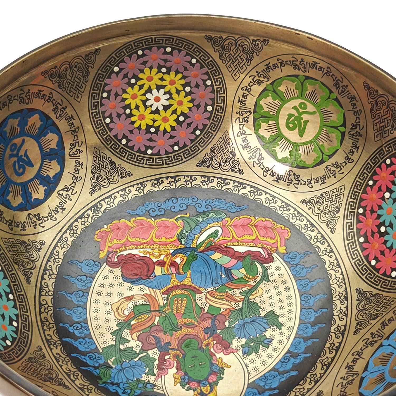 Thangka Hammered Singing Bowl "Green Tara" - D#3 (23 cm, 1.5 kg) - Image 5