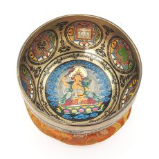 Thangka Hammered Singing Bowl "Manjushree" - D#4 (15 cm, 0.7 kg)
