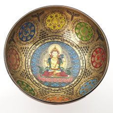 Thangka Hammered Singing Bowl "Vajrasattva" - D3 (24 cm, 1.7 kg)