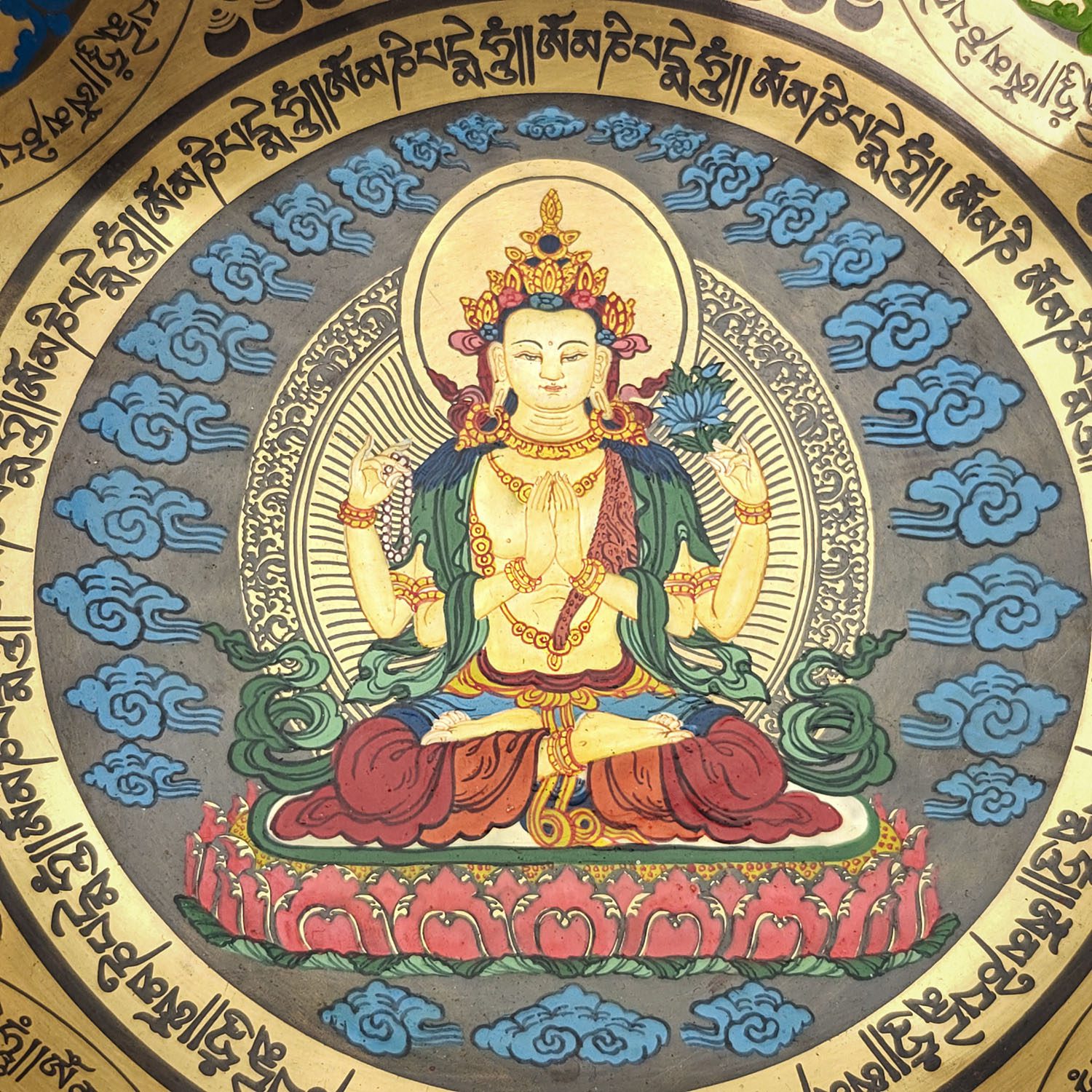 Thangka Hammered Singing Bowl "Vajrasattva" - D3 (24 cm, 1.7 kg) - Image 3