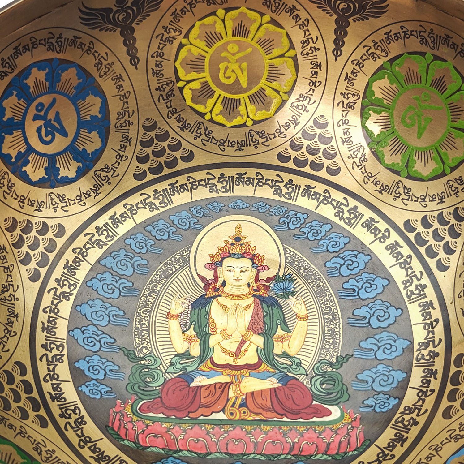 Thangka Hammered Singing Bowl "Vajrasattva" - D3 (24 cm, 1.7 kg) - Image 4