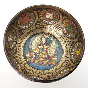 Thangka Hammered Singing Bowl "White Tara" - D#3 (23 cm, 1.6 kg)