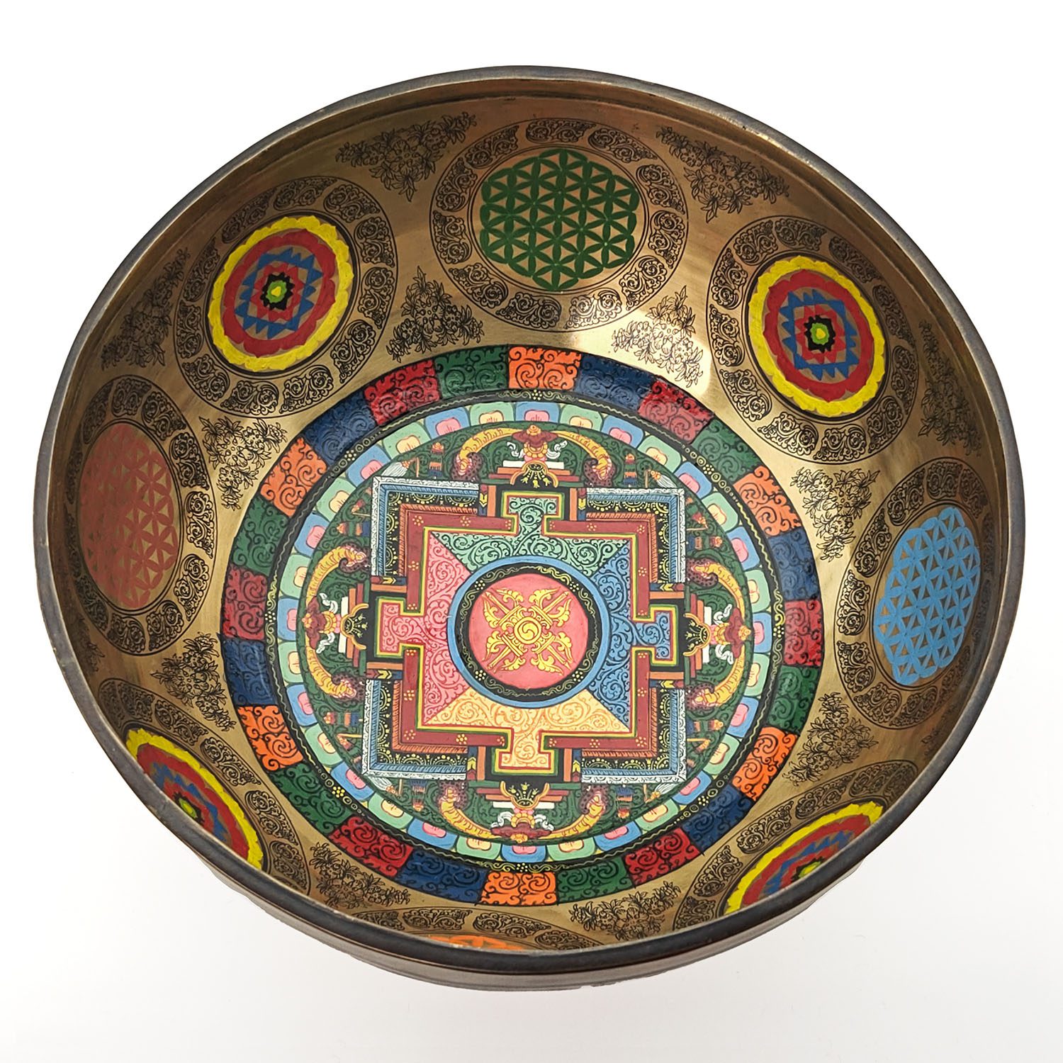 Thangka Mandala Hammered Singing Bowl - C#3 (24 cm, 1.7 kg)