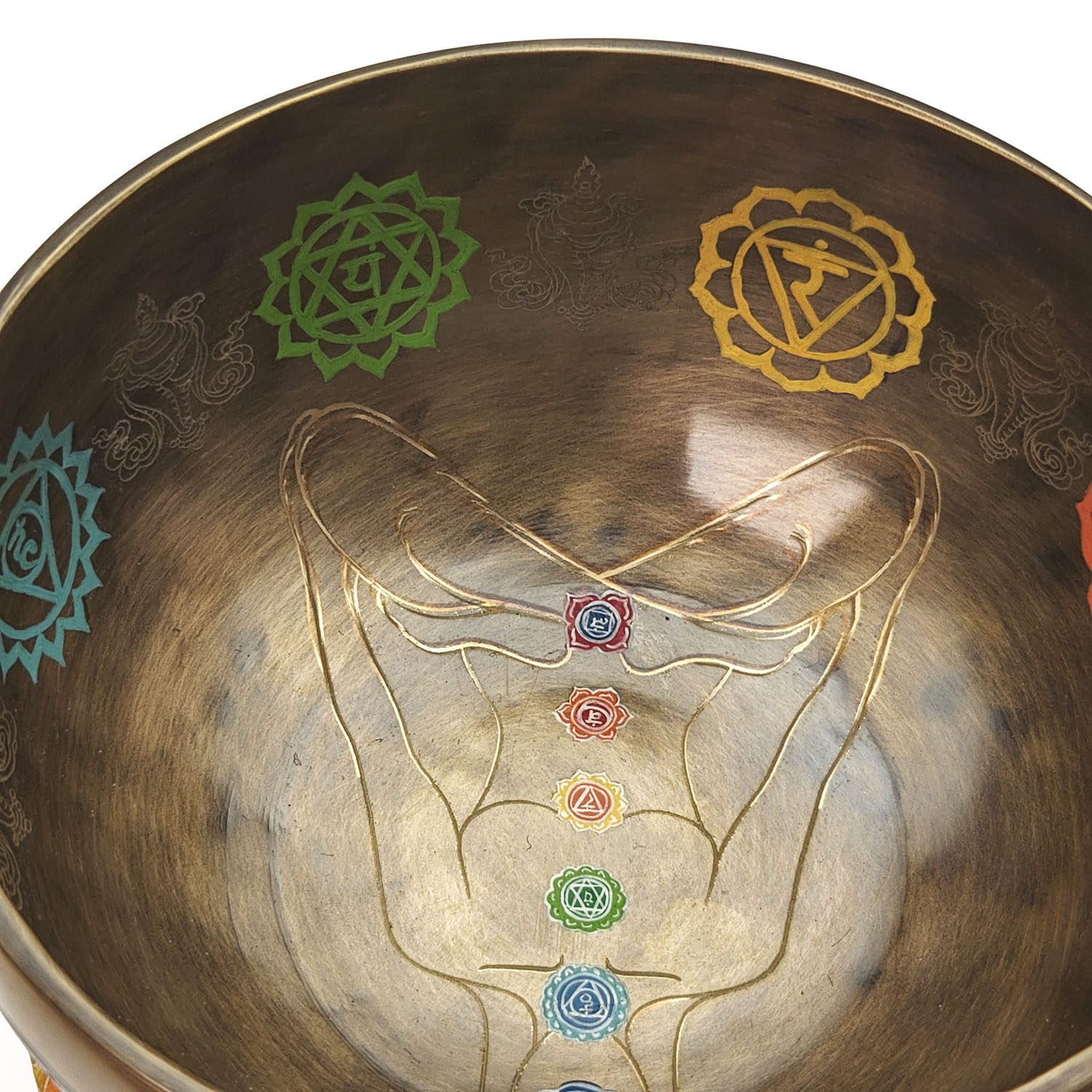Thangka Hammered Singing Bowl "Chakras" - E4 (15 cm, 0.6 kg) - Image 5