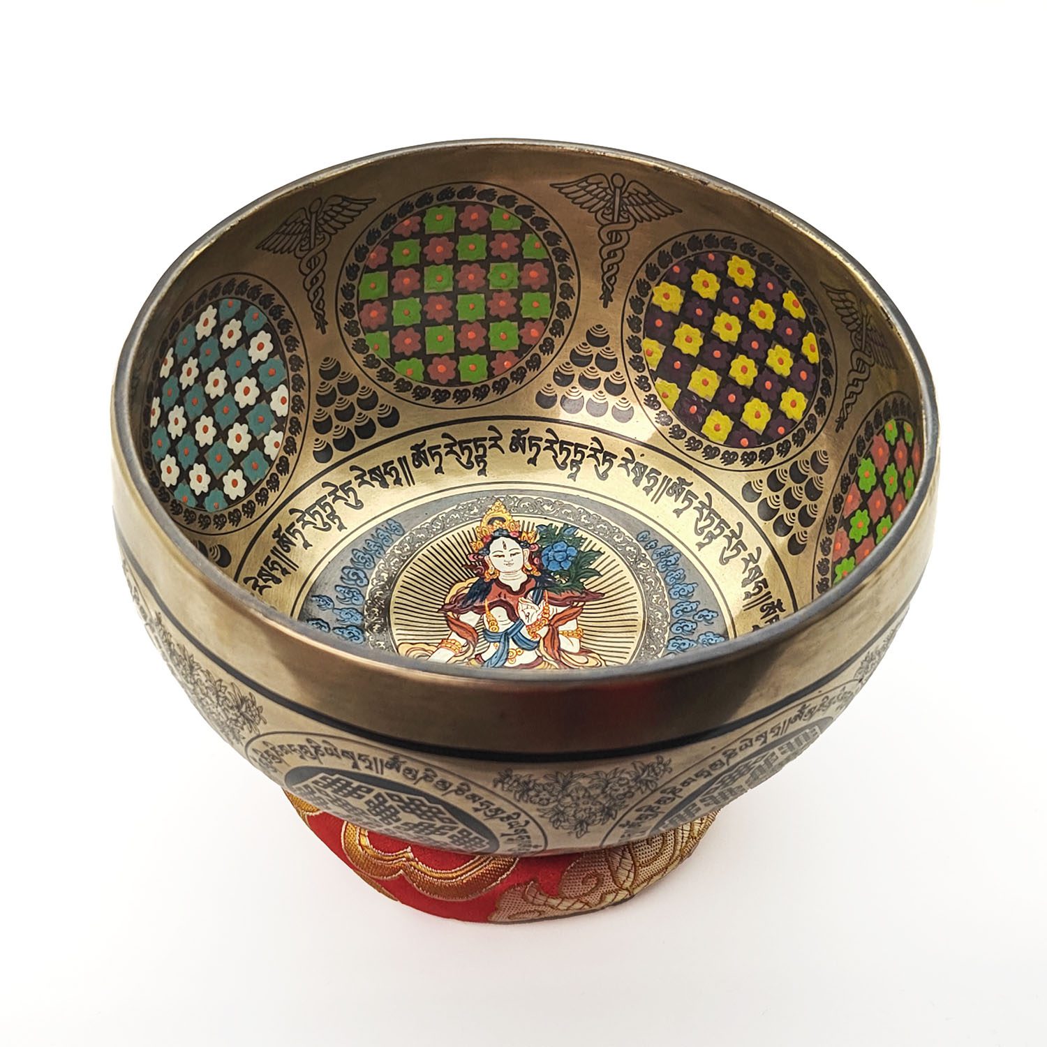 Thangka Hammered Singing Bowl "White Tara" - C4 (18 cm, 0.8 kg) - Image 2