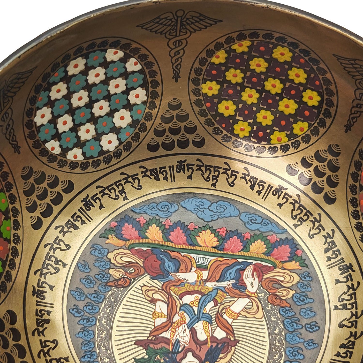 Thangka Hammered Singing Bowl "White Tara" - C4 (18 cm, 0.8 kg) - Image 5