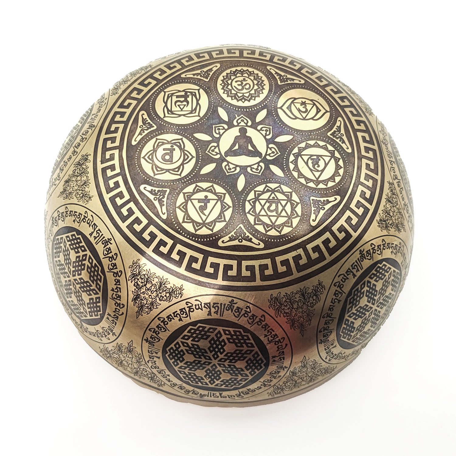 Thangka Hammered Singing Bowl "White Tara" - C4 (18 cm, 0.8 kg) - Image 6