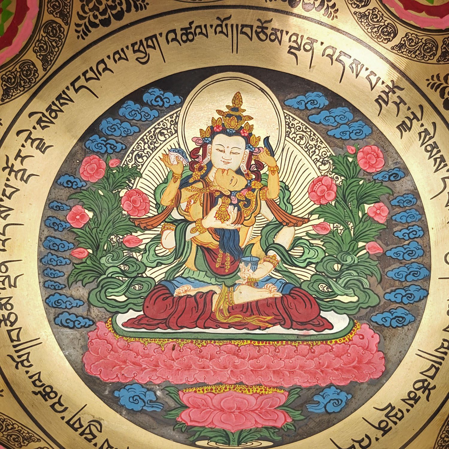 Thangka Hammered Singing Bowl "Vajrasattva Yab-Yum" - F#3 (23 cm, 1.5 kg) - Image 3