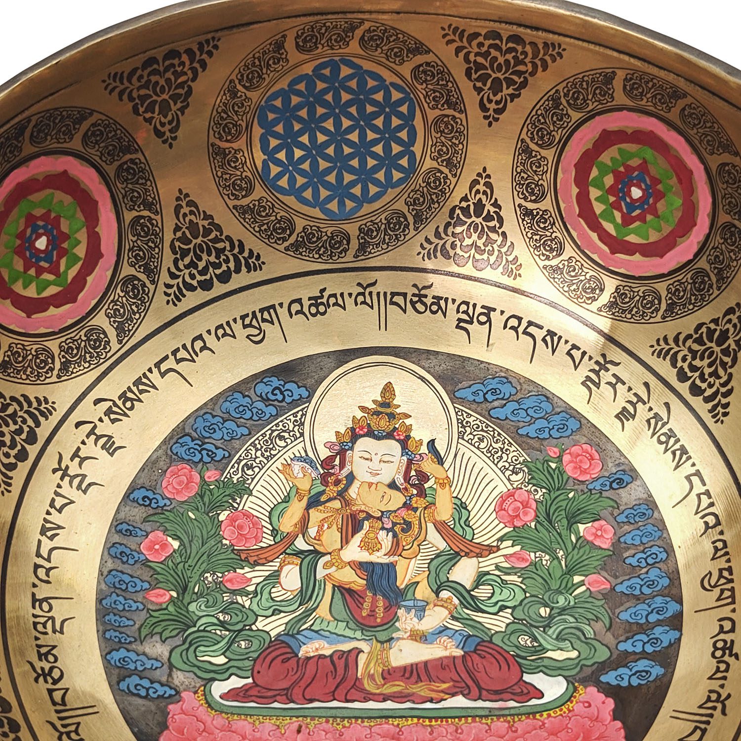 Thangka Hammered Singing Bowl "Vajrasattva Yab-Yum" - F#3 (23 cm, 1.5 kg) - Image 4