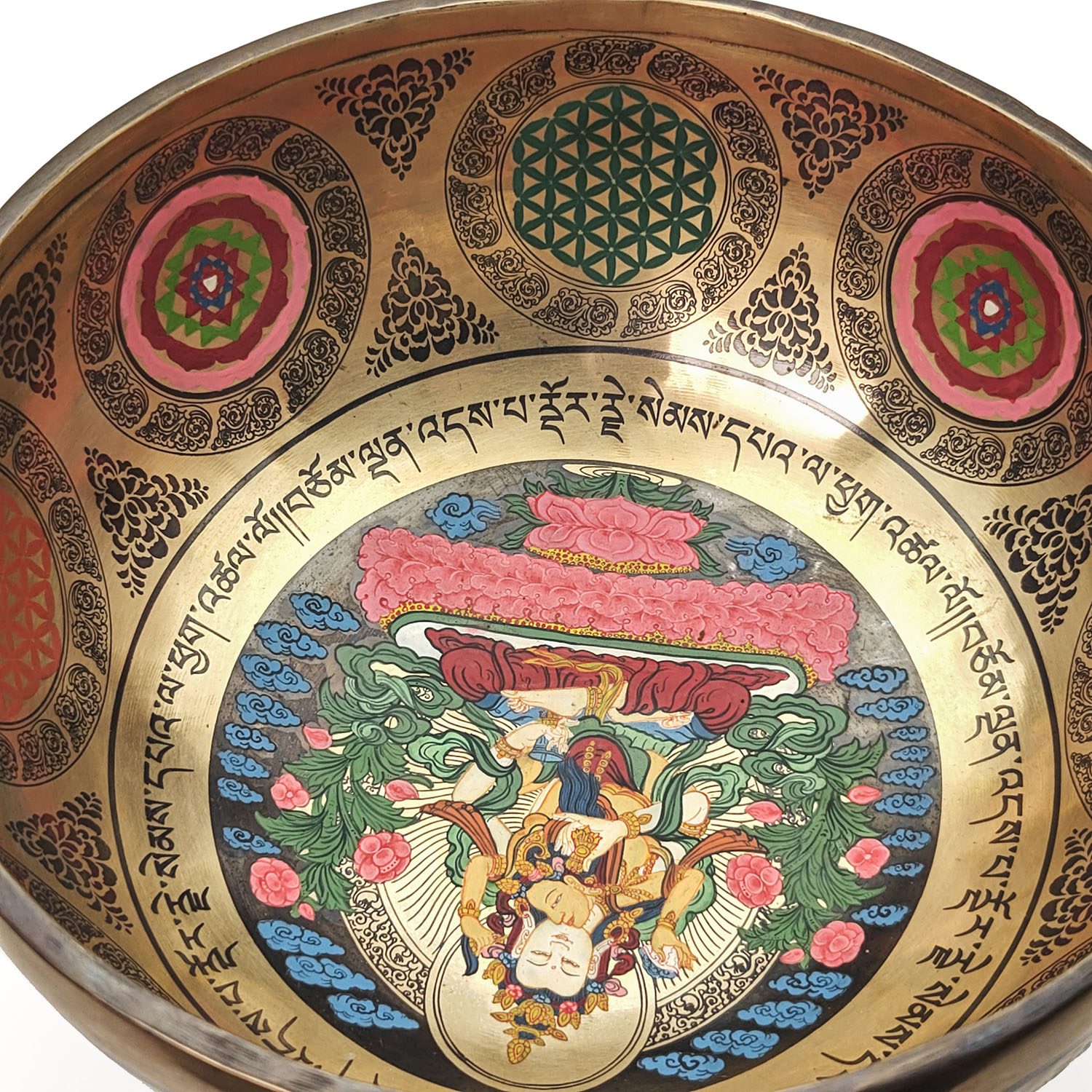 Thangka Hammered Singing Bowl "Vajrasattva Yab-Yum" - F#3 (23 cm, 1.5 kg) - Image 5