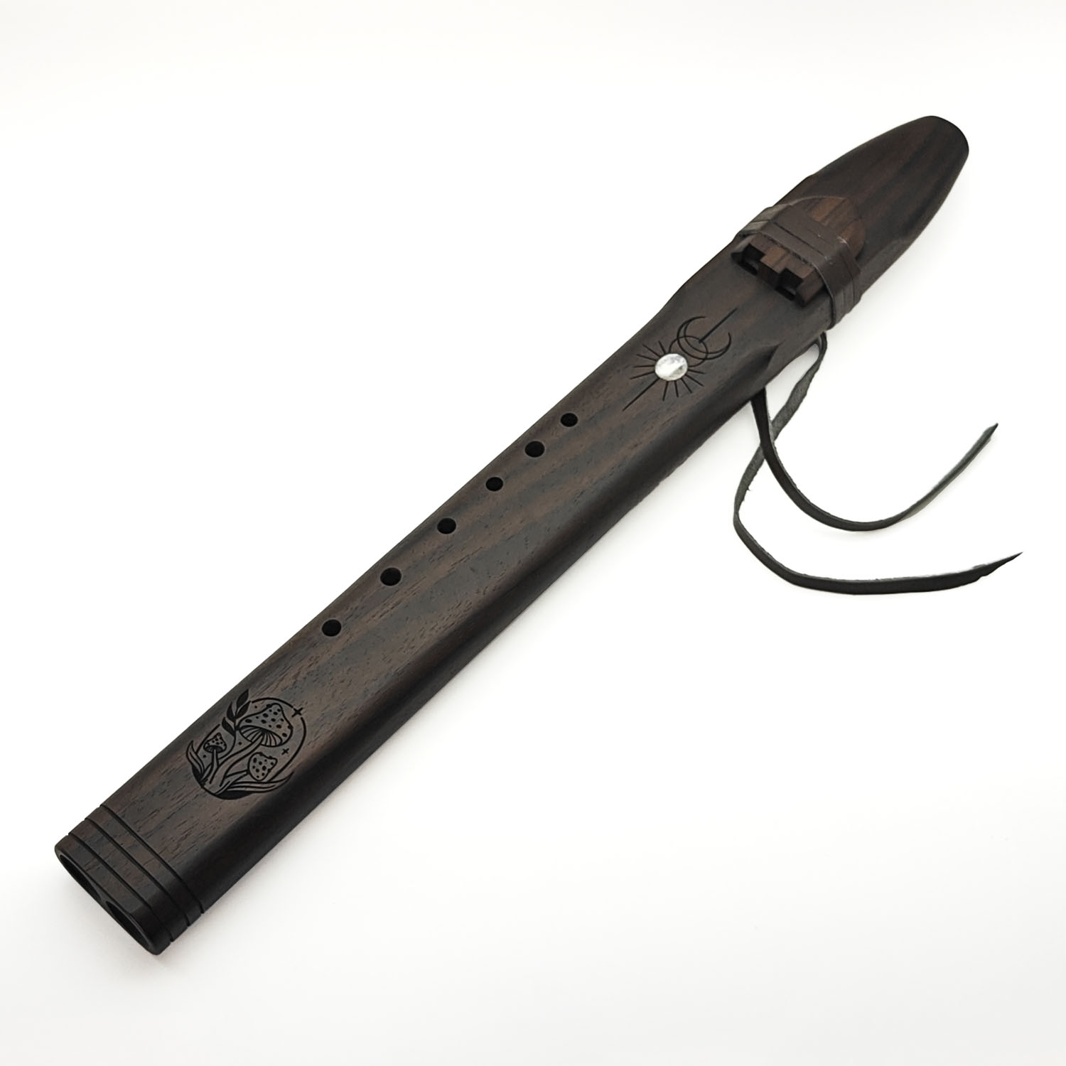 Premium Drone Double Flute Rosewood Moon Stone "Mushroom" - F#m (53 cm) (+ case)