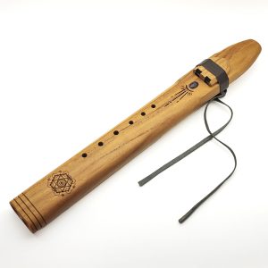 Premium Drone Double Flute Teakwood Amethyst "Geometry" - Gm (50 cm) (+ case)