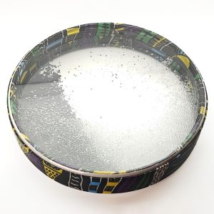 Wave Drum Double Vegan Leather "Yin-Yang" Medium (35 cm) (Green-Purple Ethnic)