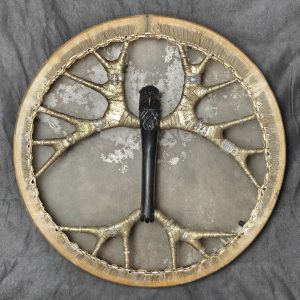 Shamanic Drum With Leather & Silver 925 "Golden Eagle" (50 cm) (+ case)