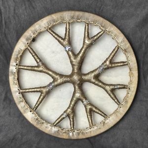 Shamanic Drum With Leather & Silver 925 "Golden Chic" (40 cm) (+ case)