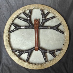 Shamanic Drum With Leather & Silver 925 "Brown Bear" (50 cm) (+ case)